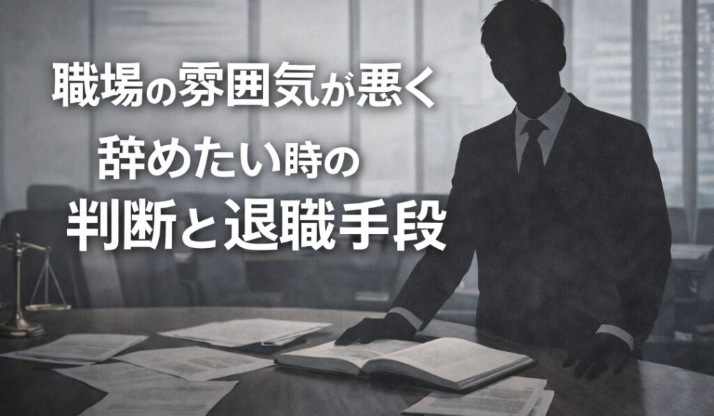 職場の雰囲気が悪く辞めたい時の判断と退職手段